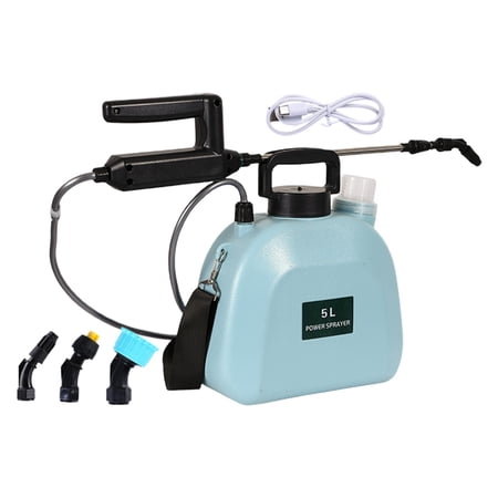Water Sprayer Bottle Cordless Pump Sprayers with 3 Nozzles Battery Powered Plants Watering for Indoor Outdoor Yard Gardening Blue 5L