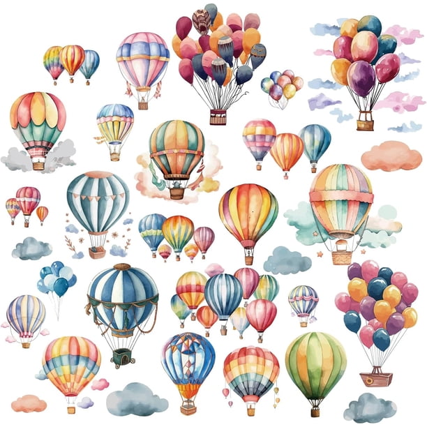 8 hojas de calcomanías anticolisión para ventana con forma de globo aerostático, pegatinas de vinilo autoadhesivas impermeables de PVC para pared.