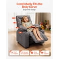 thumbnail image 6 of VEVOR Kids Recliner Chair, Toddler Lounger with Cup Holders & Pockets, 107° to 126° Adjustable Back, Breathable Polyester Upholstery Reclining Sofa with Foot-rest, for Boys and Girls, Children (Gray), 6 of 9
