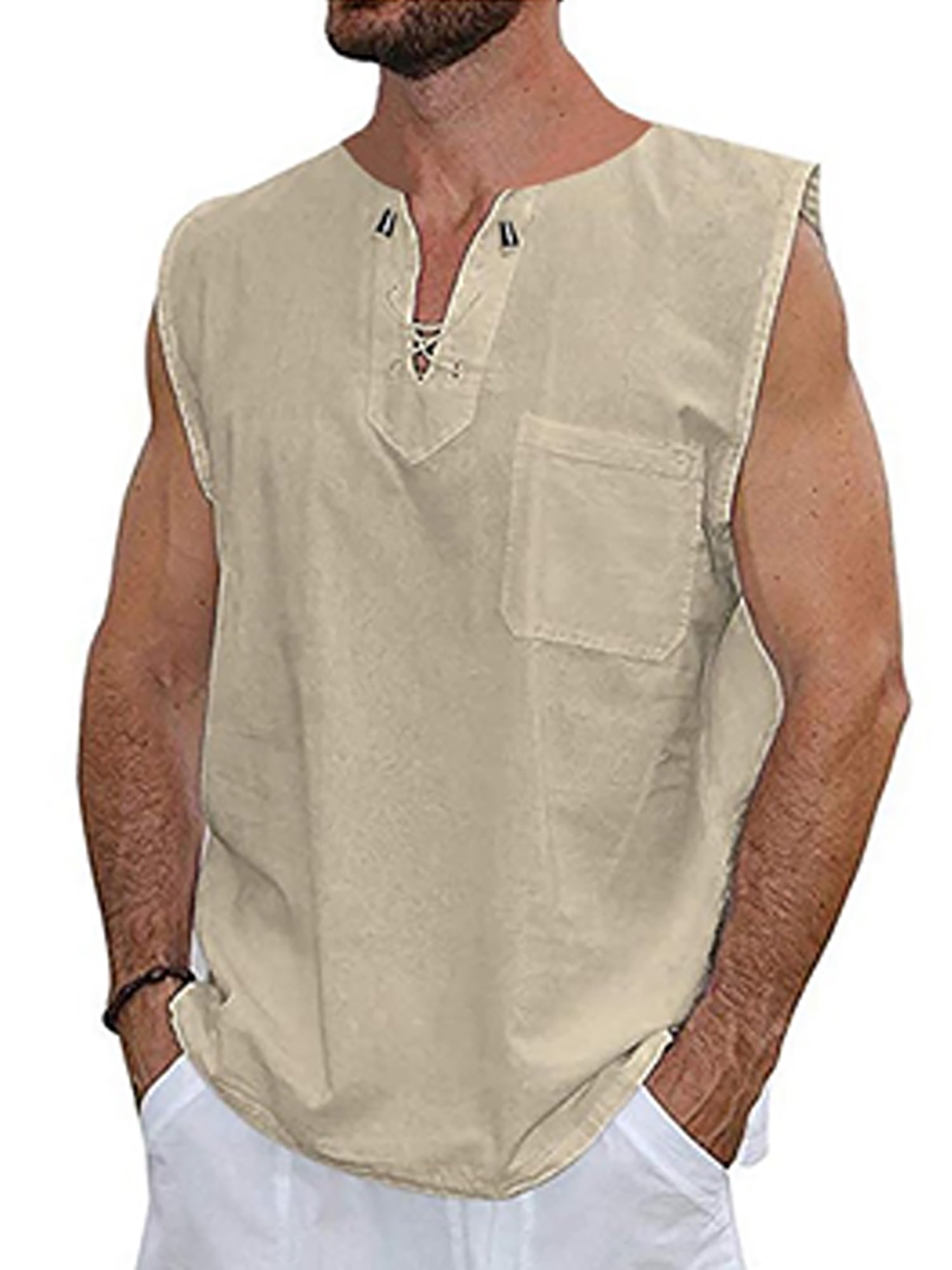 COOFANDY Mens Jersey Tank Top Casual Patchwork Sleeveless Shirt with Pocket