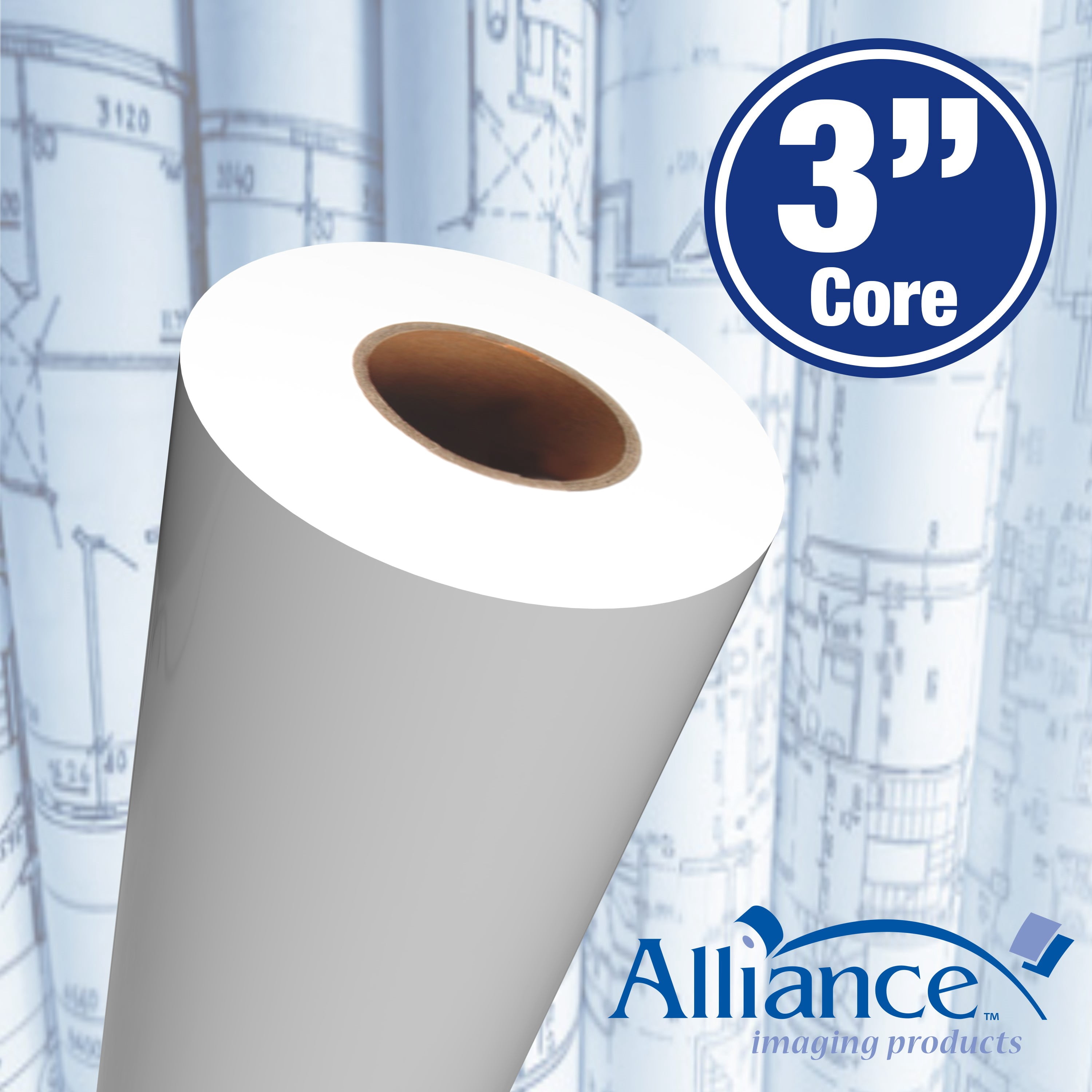 Alliance Wide Format Paper 17" x 500' Bond Engineering 20lb | 92 Bright | 4 Rolls | 3" Core