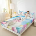 thumbnail image 4 of Castle Fairy Kids Teens Cute Bowknot Cat Queen Sheet Sets,Rainbow Animal Bed Set, 4 of 7