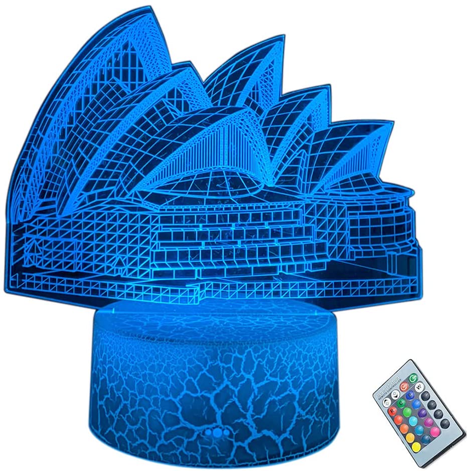 AVEKI Sydney Opera House 3D Model Colorful LED Night Light Australia