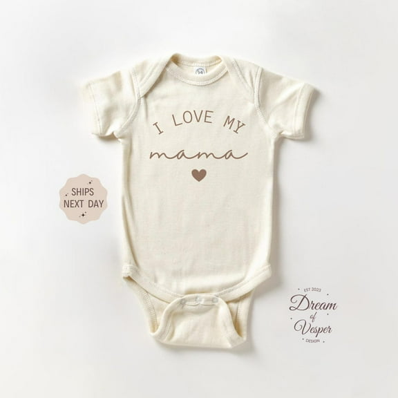 Baby Bodysuit BELLA CANVAS I Love My Mama Baby Onesie - Vintage Bodysuit - Newborn Baby Bodysuit - Cute Natural Baby Onesie - Baby Announcement - Baby Shower Gift