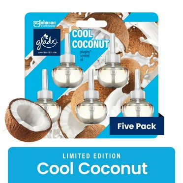 Glade PlugIns Scented Oil Air Freshener, Cool Coconut Limited Edition, 3.35 oz Total, 5 Refills