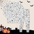 thumbnail image 4 of Shadoumai Halloween Pajamas for 10 - 14 Solid Color Pajamas Pumpkin Print Hand Paint Pjs Loose Shirt and Pant Sleepwear with Pockets 2 Piece Satin Pajama Sets, 4 of 4