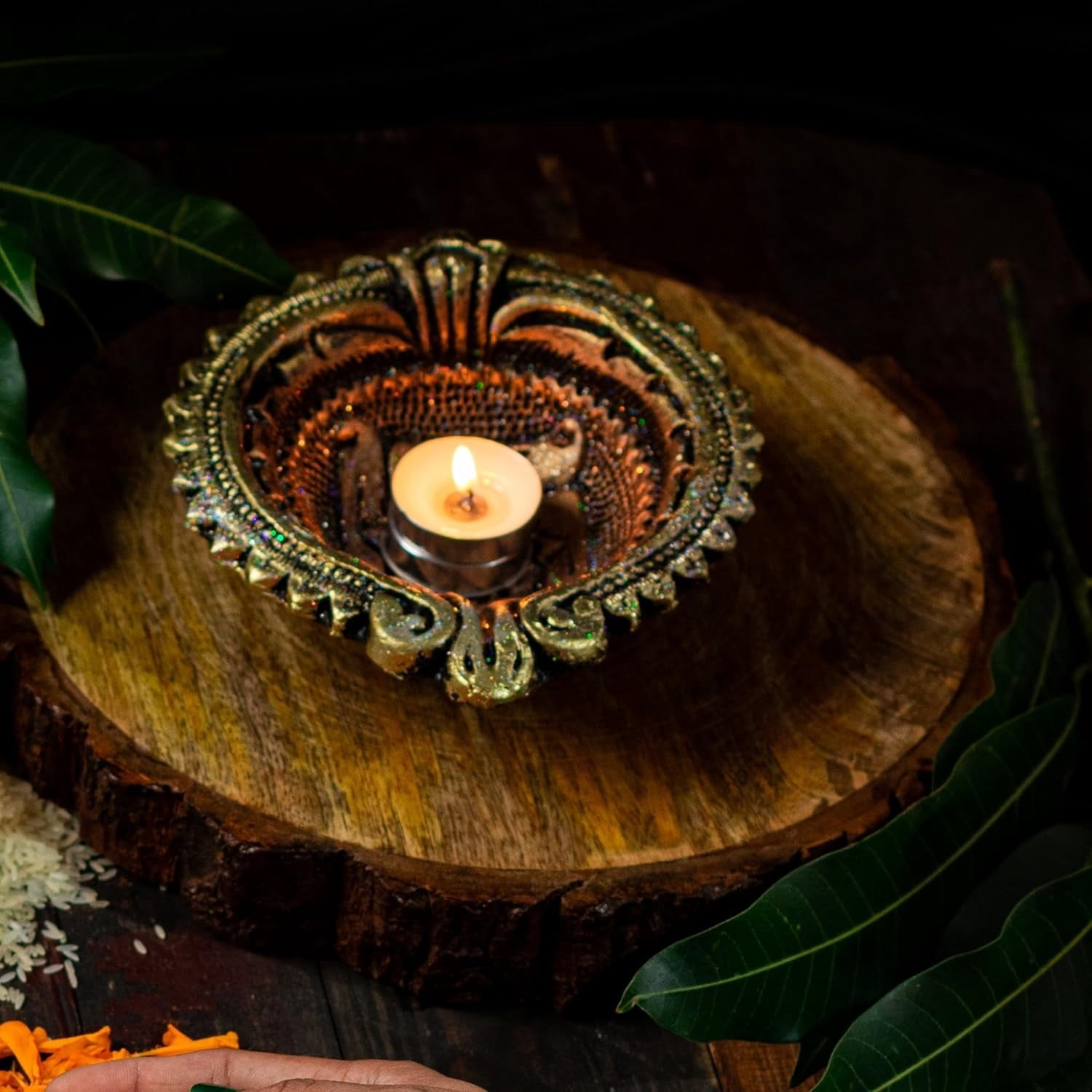 Terracotta Large Swastik Diya Set of 2 - Traditional Handmade Oil Lamps Decorative Gift