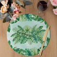thumbnail image 3 of Tropical Leaves Round 13 Inch Placemats Set of 6, Watercolor Monstera Palm Leaf Botanical Green HeatResistant Non Slip Place Mats for Dining Table, Wipeable Kitchen Table Mats for Housewarming, 3 of 9