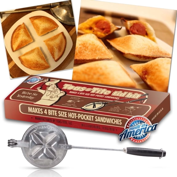 Toas-Tite Tidbit Sandwich Grill and Pudgy Pie Iron, 4 Bite-Size Pockets 15.5CM