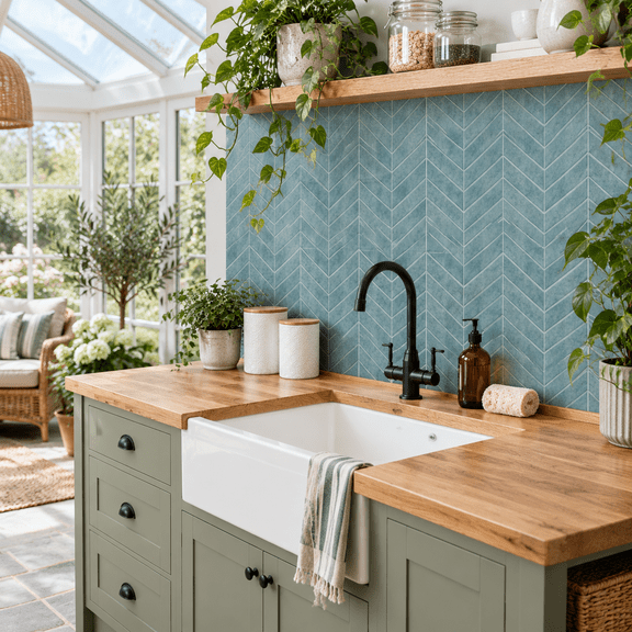 Light Blue 11.4*9.1 Peel and Stick 3D Wall Tile Backsplash for Kitchen Bathroom