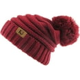 thumbnail image 2 of Chunk Pom Pom Cable Knit Ribbed Beanie, 2 of 4