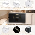 thumbnail image 6 of 36 Inch Floating Bathroom Vanity with Resin Sink, Wall Mounted Bathroom Vanity with 2 Drawers and 2 Storage Cabinets, Solid Wood Bathroom Storage Cabinet, Black, 6 of 9