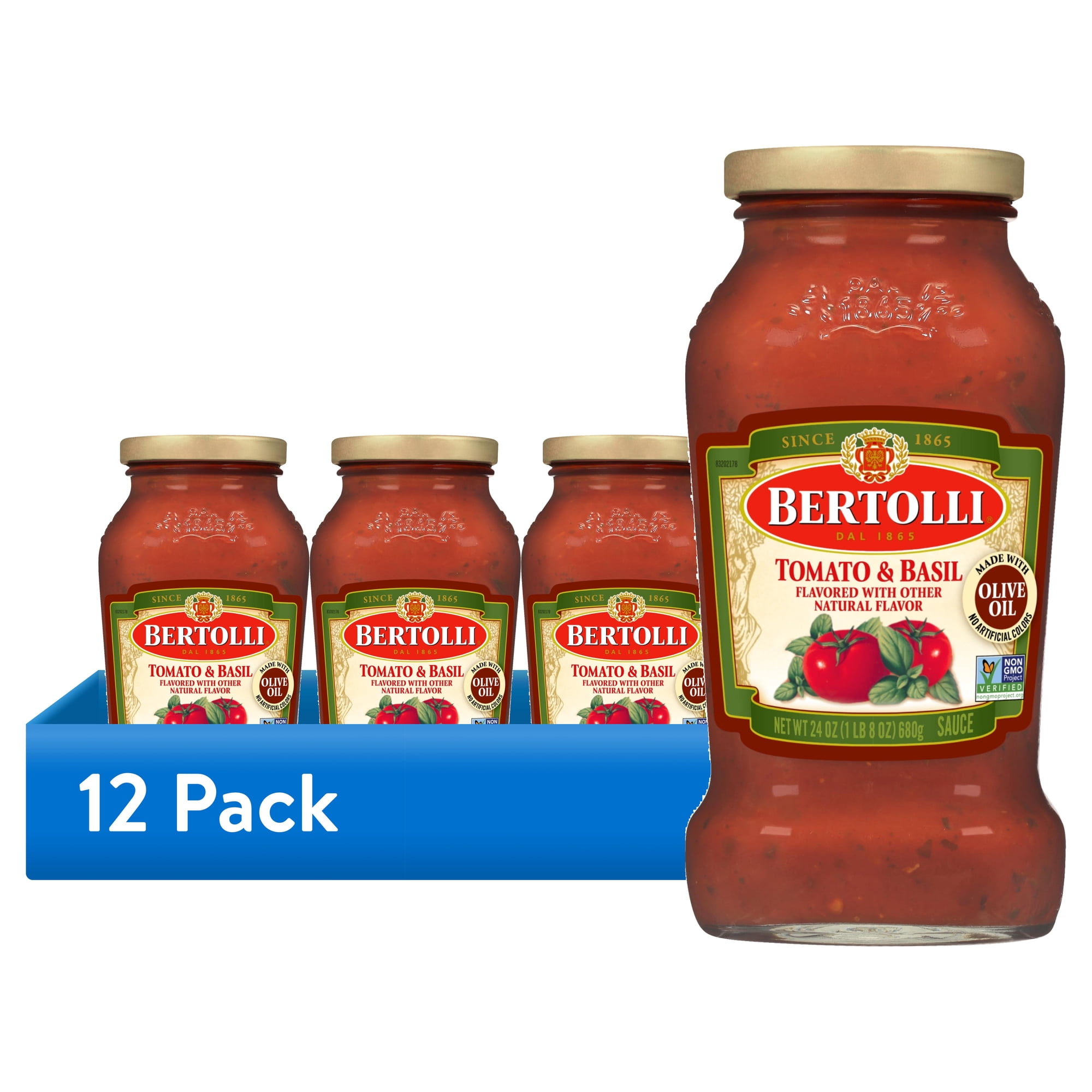 (12 pack) Bertolli Tomato and Basil Pasta Sauce, Spaghetti Sauce, 24 oz