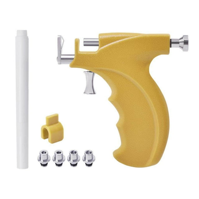 Youkk Ear Piercing Tool Kit Stainless Steel Ears Piercer Machine Personal Body Art Piercing Home Use Yellow