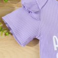 thumbnail image 5 of CAICJ98 Newborn Baby Girls Fall Clothes Summer Outfits Mommy is My Bestie Letter Print Short Sleeve Romper Floral Pants Headband Set Toddler Clothing for Girls (Purple,12-18 Months), 5 of 7