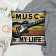 thumbnail image 2 of Vintage Music&nbsp;Guitar Throw Pillow Covers&nbsp;Inspirational Quote Guitar Pillow Case Music is My Life Lettering Cushion Cover  Linen Pillow Case for Sofa Couch, 2 of 5