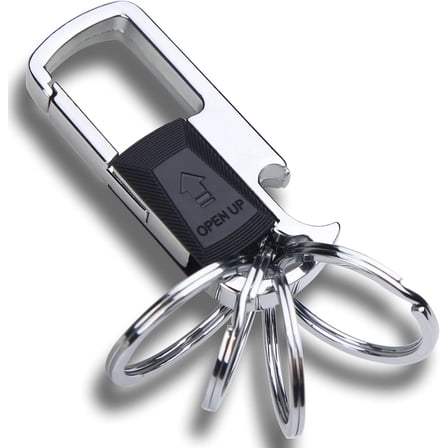 Detachable Key Rings Black 4 Rings Handy Keychain Holder with Bottle Opener