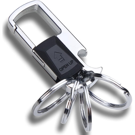 Detachable Key Rings Black 4 Rings Handy Keychain Holder with Bottle Opener
