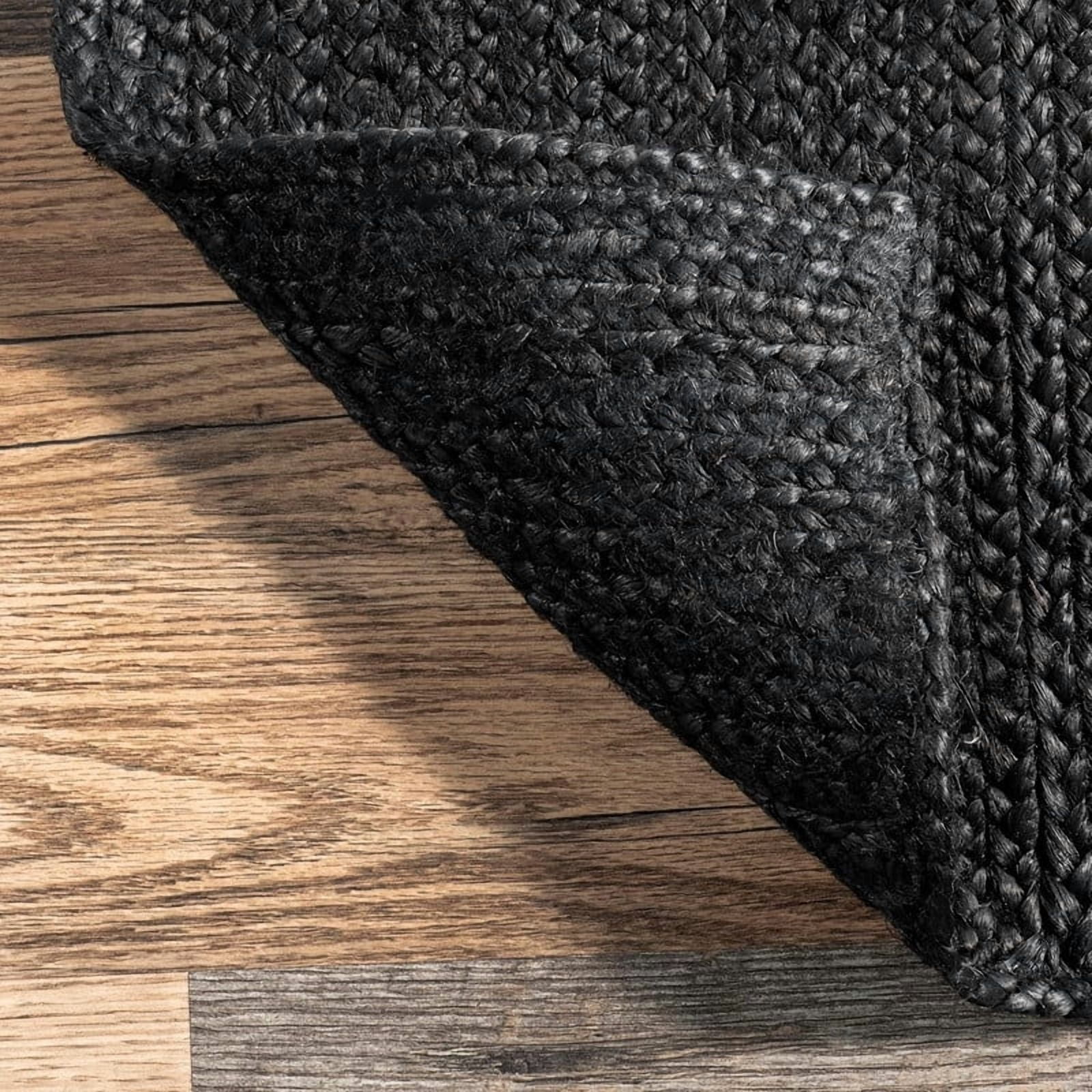 2x4 Ft Black Jute Area Rug | Handmade | Solid Farmhouse Design | Natural Jute Rug for Living Room | Dining Room | Bedroom | Kitchen | Hallway | Entryway
