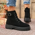 thumbnail image 5 of Dasayo Motorcycle Women Boots Footwear Ankle Black Hiking Faux Leather Lace up Buckle Chunky Boots Shoes for Women 39, 5 of 9