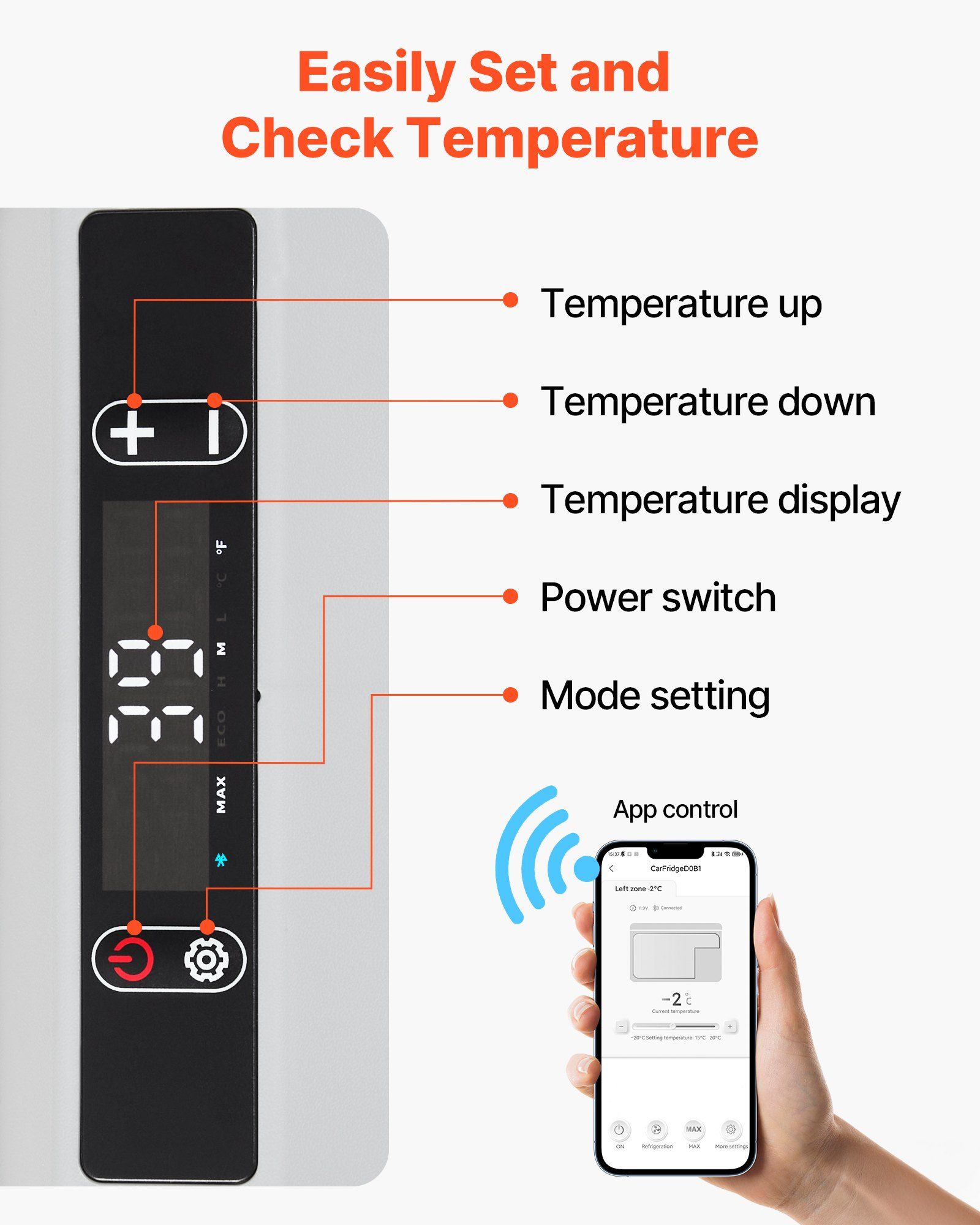 12 Volt Car Refrigerator, 52.8QT/50L Car Fridge, Portable Electric Cooler with -4°F~68°F Adjustable Temperature, 12/24V DC and 100- 240V AC Compressor Freezer for Outdoor, Camping, Travel, RV