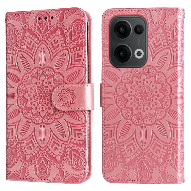 Funda tipo cartera GANGXUN para OPPO Reno 14 5G , diseño girasol, cuero PU, soporte, cierre magnético, tarjetero