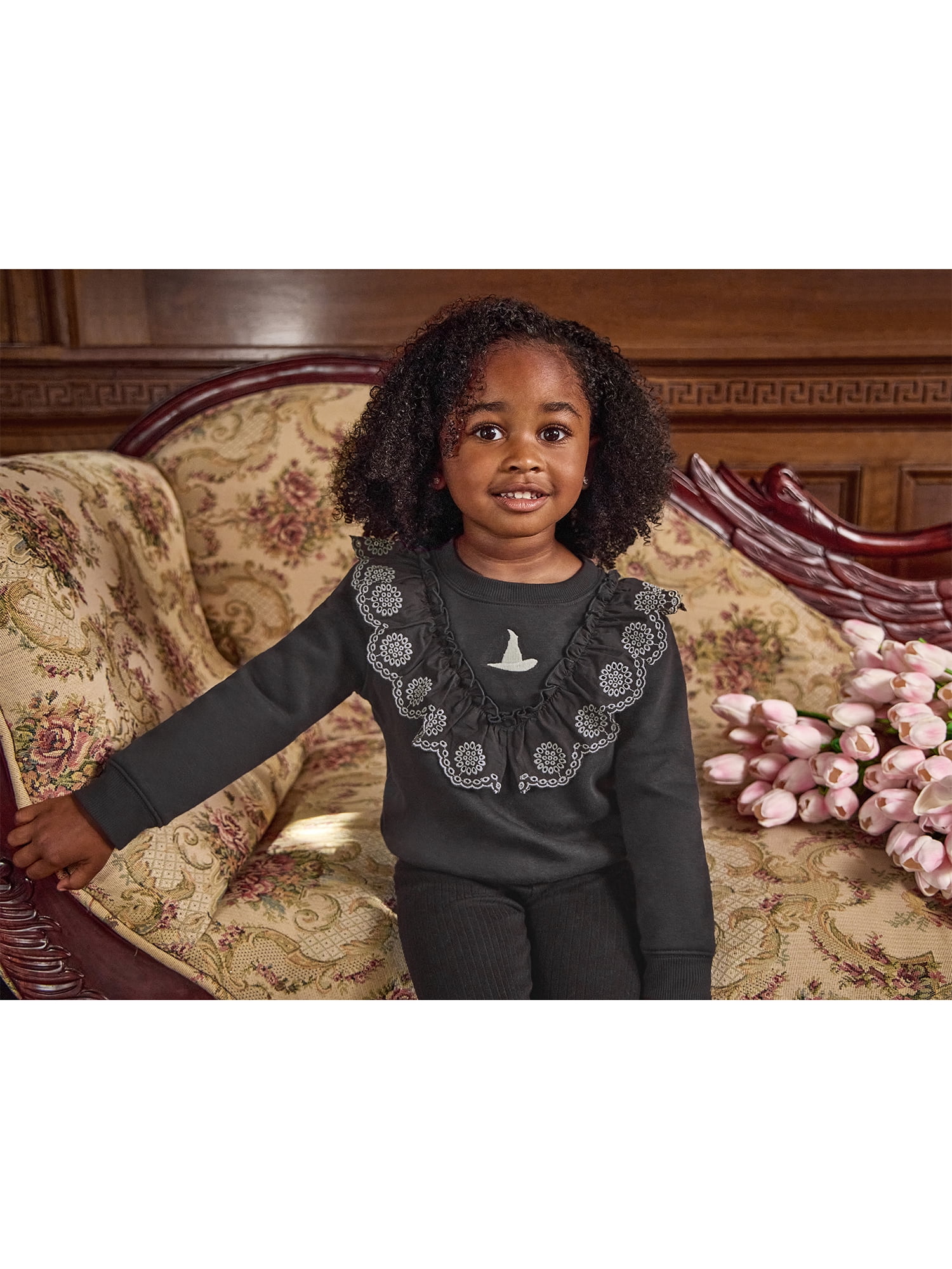 Modern Moments Toddler Girl Elphaba Wicked Eyelet Ruffle Sweatshirt, Sizes 12 Months - 5T