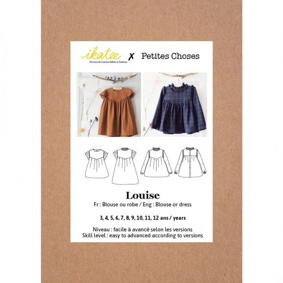 Ikatee Sewing Pattern Kids Louise Blouse & Dress Kids 3 Years - 12 Years