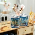 thumbnail image 3 of Yayeee 2 Pack Qtip Holder Bathroom Cotton Swab Canister with Lid Clear Dispenser Set, Crystal Ocean, 3 of 6
