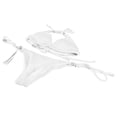 thumbnail image 4 of Conjunto de bikini entrecruzado con lazo lateral de color puro para mujer, traje de baño de 2 piezas, traje de baño para natación en la playa de verano, blanco M YUNYI BRAND  Deportes, 4 of 8