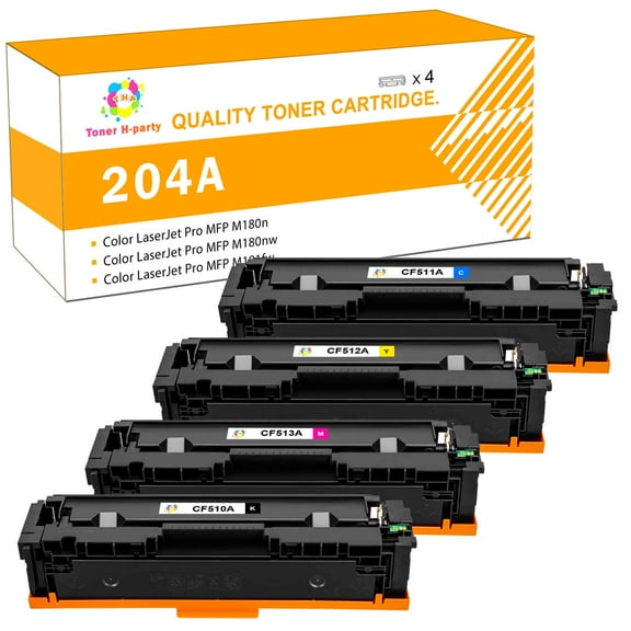 Toner H-Party 4-Pack Compatible Toner Cartridge for HP CF510A CF511A CF512A CF513A Color LaserJet Pro M154a M154nw, Pro MFP M180n M180nw M181fw Laser Printer Ink Black, Cyan, Magenta, Yellow
