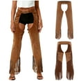 thumbnail image 4 of Choomomo Womens Dame Vintage Cowboy Suit Faux Suede Strapped Pants Hippie Long Pants for Party Brown M, 4 of 5
