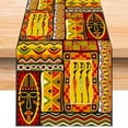 Linen African Totems Table Runner 72 Inches Long African American