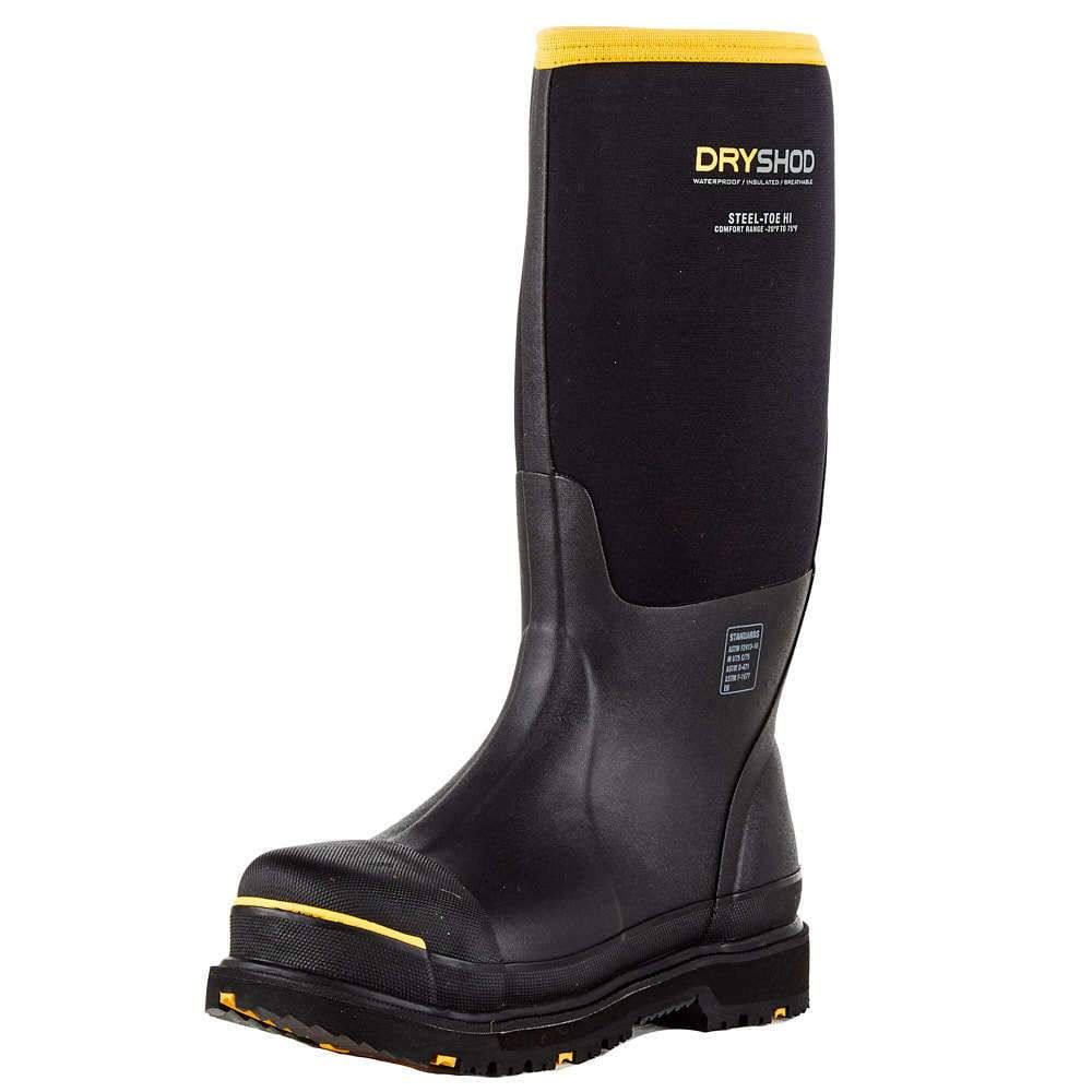 STTUHBK Men`s Dryshod Black Hi Gusset Steel Toe Protective Work Boot