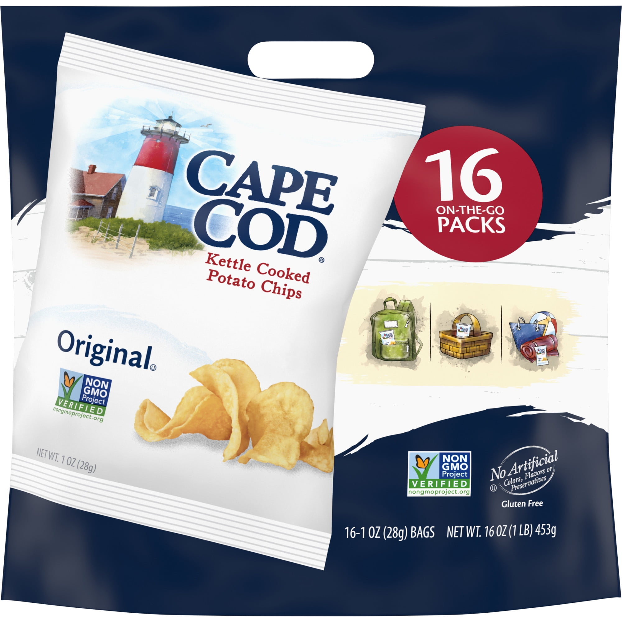 Cape Cod Potato Chips, Original Kettle Cooked Chips, Snack Bags 16 Ct ...
