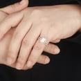 thumbnail image 2 of White Fire Opal and Diamond Engagement Ring Set in 14K Rose Gold Vermeil- Unique Oval Cut Opal Halo Promise Ring Bridal Set, 2 of 6