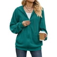 thumbnail image 3 of QAFOPEH Women Zip Long Sleeve Sweatshirt Drawstring Hoodies With Pockets, 3 of 7