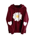 thumbnail image 2 of kayannuo Womens Tops Long Sleeve Shirts Fall Womens Long Sleeve Heart Hoodie Sweatshirt Jumper Hooded Pullover Tops Blouse Wine, 2 of 3