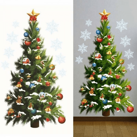 Christmas Xmas Tree Art Decals Removable Window Stickers Wall Home Shop Decor