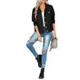 thumbnail image 3 of SAYOO Chaqueta de manga larga para mujer, abrigo ajustado con cuello vuelto y botones de color liso, prendas de vestir exteriores informales de estilo callejero simple SAYOO  S M L XL, 3 of 8