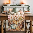 thumbnail image 2 of Fall Table Runner Thanksgiving Pumpkin Squirrel Table Runners Sunflower Maple Leaves Orange Plaid Cotton Linen Dresser Scarf Kitchen Dining Table Decor for Fall Holiday Party Decor 13x36 Inch, 2 of 9