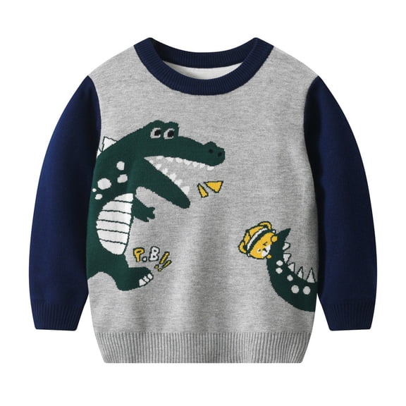 URMAGIC Christmas Sweater for Kids Cute Dinosaur Print Sweatshirt Funny Holiday Pullover Knitwear Winter Warm Tops for Aged 3-8