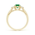 thumbnail image 2 of ANGARA Natural Classic Prong Set Round Emerald and Diamond Three Stone Ring in 14K Yellow Gold for Women (Size-5mm) | May Birthstone, Anniversary, Jewelry Gift for Women | Natural Emerald Ring, 2 of 8