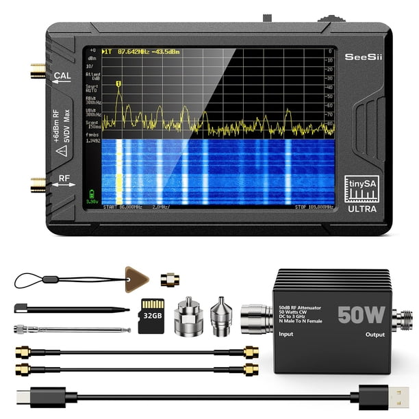 Analizador de espectro Seesii TiNYSA Ultra de 100 kHz-5,3 GHz con 50 W