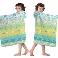 thumbnail image 4 of Blue Pioneer Flower Striped Pattern Hooded Bath Towel，50"x30" for Ages 3 To 12 Kids, Quick Dry Lightweight Soft Microfiber Hood Beach Towel Cover Up for Kids, 4 of 7