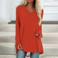 thumbnail image 3 of Gufahion Plus Size Long Sleeve Shirts for Women V Neck Casual Tshirts Fall Fashion Tops Loose Tees Spring Outfits Fall Clothes to Wear with Leggings, Gifts for Women, 3 of 5