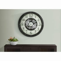 Clocks, 30" Round, Gear Mechanism, Large Oversized, Wall Clock, Brown, Transitional