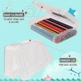 thumbnail image 4 of Double Layer Large Capacity Pencil Box,Plastic Translucent Pencil Box, Hard Pencil Cases with Snap-Tight Lid for Pens, Pencils, Office Supplies,Art Supplies,Medium-sized,1 Pack,Transparent, 4 of 7