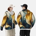 thumbnail image 4 of Gaeub Golden Blue Leaf Design Men's and Women's UPF 50+ Long-Sleeved Sun Protection Clothing, Fishing Shirt Long Sleeve Zip-Small, 4 of 7