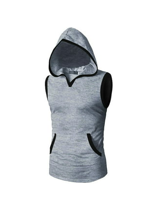 Hooded Vest Shirt for Men / Ripped Tank Top on Buttons with Huge Hood /  Black